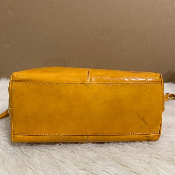 DOONEY & BOURKE Vintage Orange Yellow Small Patent Leather CHIARA D/S Satchel - Picture 5 of 16